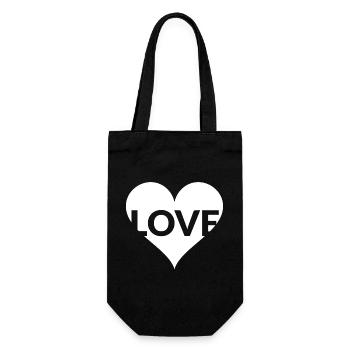 Herz-Typo Love Design - Geschenkbeutel für Flaschen - Schwarz - Vorne
