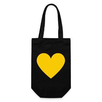 Gelbes Herz- minimalistischer Look - Geschenkbeutel für Flaschen - Schwarz - Vorne