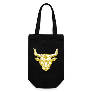 Geometrischer Goldstier Kopf - Geschenkbeutel für Flaschen - Schwarz - Vorne