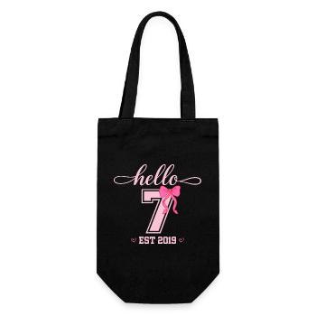 Hello 7 Est 2019 Girl Birthday Design - Gift Bag for Bottles - black - Front