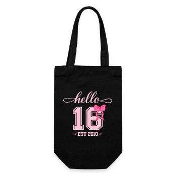 Bonjour 16 Est 2010 Girl Birthday Design - Sac à bouteille - noir - Devant