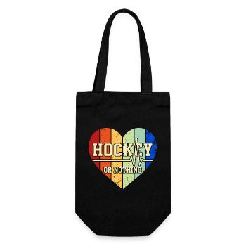 Eishockey Herzschlag Retro Herz Vintage Spruch - Gift Bag for Bottles - black - Front