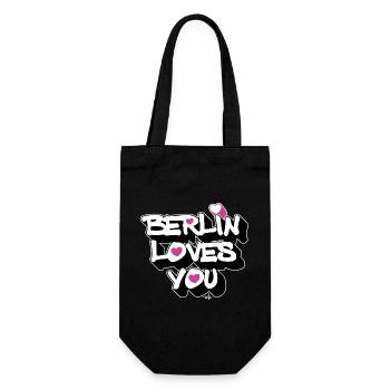 Berlin Loves You Heart 3D - Geschenkbeutel für Flaschen - Schwarz - Vorne