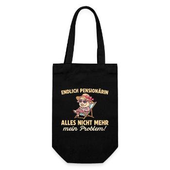 Endlich Pensionärin Schaf Abschied Kollegin - Geschenkbeutel für Flaschen - Schwarz - Vorne