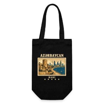 Aserbaidschan Baku Vintage Reisemarke - Geschenkbeutel für Flaschen - Schwarz - Vorne