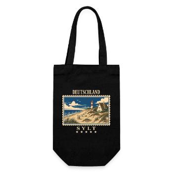 Deutschland Sylt Vintage Reisemarke - Geschenkbeutel für Flaschen - Schwarz - Vorne