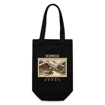 Schweiz Gstaad Vintage Reisemarke - Geschenkbeutel für Flaschen - Schwarz - Vorne