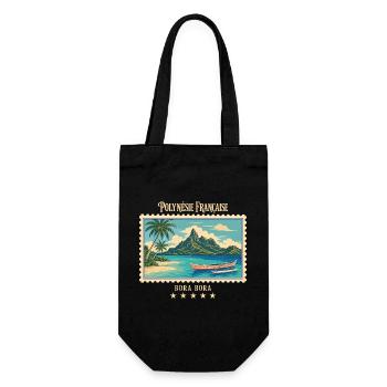 Polynesien Bora Bora Vintage Reisemarke - Geschenkbeutel für Flaschen - Schwarz - Vorne