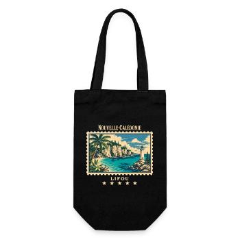Neukaledonien Lifou Vintage Reisemarke - Geschenkbeutel für Flaschen - Schwarz - Vorne