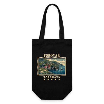 Färöer Tórshavn Vintage Reisemarke - Geschenkbeutel für Flaschen - Schwarz - Vorne