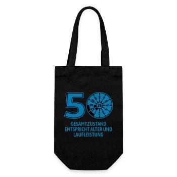HU August 2026 - 50 Jahre - Geburtstag Geschenk - Geschenkbeutel für Flaschen - Schwarz - Vorne