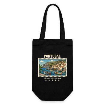 Portugal Câmara de Lobos Vintage Reisemarke - Geschenkbeutel für Flaschen - Schwarz - Vorne