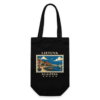 Litauen Klaipėda Vintage Reisemarke - Geschenkbeutel für Flaschen - Schwarz - Vorne