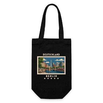 Deutschland Berlin Vintage Reisemarke - Geschenkbeutel für Flaschen - Schwarz - Vorne