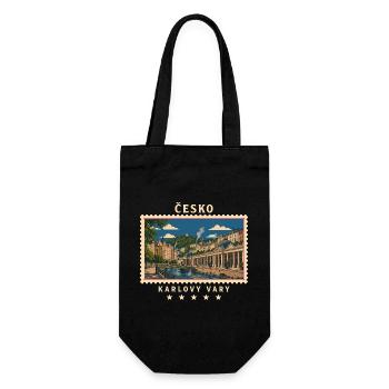 Tschechien Karlovy Vary Vintage Reisemarke - Geschenkbeutel für Flaschen - Schwarz - Vorne