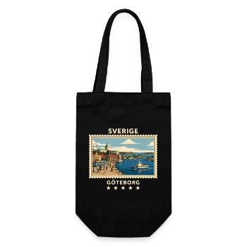 Schweden Göteborg Vintage Reisemarke - Geschenkbeutel für Flaschen - Schwarz - Vorne