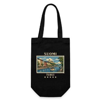 Finnland Turku Vintage Reisemarke - Geschenkbeutel für Flaschen - Schwarz - Vorne