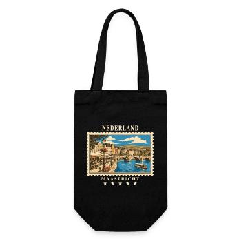 Niederlande Maastricht Vintage Reisemarke - Geschenkbeutel für Flaschen - Schwarz - Vorne