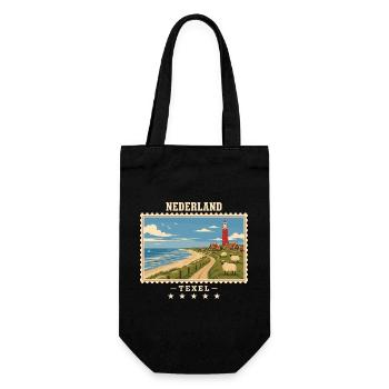 Niederlande Texel Vintage Reisemarke - Geschenkbeutel für Flaschen - Schwarz - Vorne