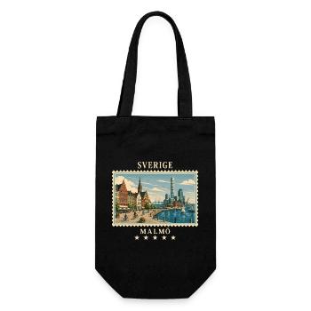Schweden Malmö Vintage Reisemarke - Geschenkbeutel für Flaschen - Schwarz - Vorne
