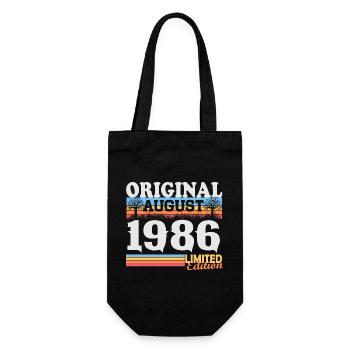 Vintage August 1986 Vintage Retro Birthday - Gift Bag for Bottles - black - Front