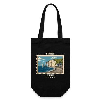 Frankreich Étretat Vintage Reisemarke - Geschenkbeutel für Flaschen - Schwarz - Vorne