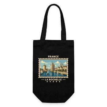 Frankreich La Rochelle Vintage Reisemarke - Geschenkbeutel für Flaschen - Schwarz - Vorne