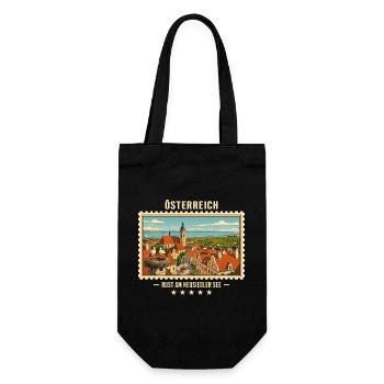 Österreich Rust am Neusiedler See Vintage Reisemar - Geschenkbeutel für Flaschen - Schwarz - Vorne