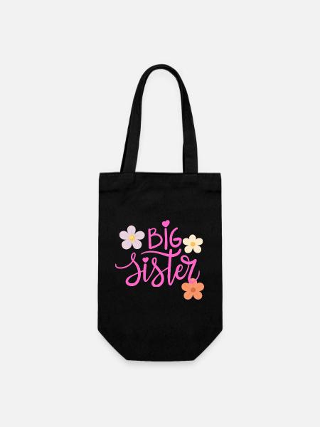 Big sister / Große Schwester T-Shirt - Geschenkbeutel für Flaschen - Schwarz