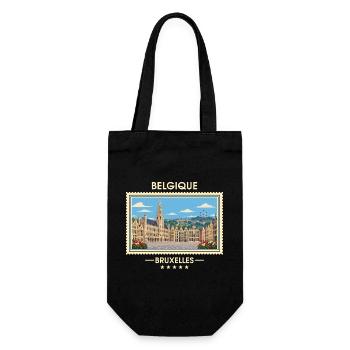 Belgien Brüssel Vintage Reisemarke - Geschenkbeutel für Flaschen - Schwarz - Vorne