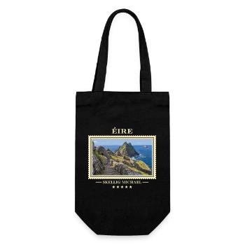 Irland Skellig Michael Vintage Reisemarke - Geschenkbeutel für Flaschen - Schwarz - Vorne