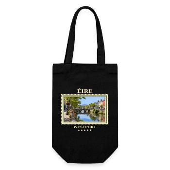 Irland Westport Vintage Reisemarke - Geschenkbeutel für Flaschen - Schwarz - Vorne