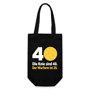 40. Geburtstag Handball – Wurfarm ist erst 25 - Geschenkbeutel für Flaschen - Schwarz - Vorne