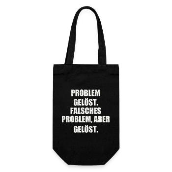 PROBLEM GELÖST. FALSCHES PROBLEM, ABER GELÖST. - Geschenkbeutel für Flaschen - Schwarz - Vorne