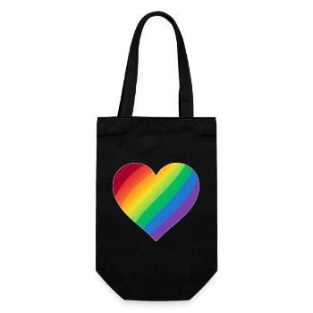 Gradient Rainbow Heart - Geschenkbeutel für Flaschen - Schwarz - Vorne