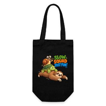 Slow Squad Fast Fun - Funny Slow Animals - Geschenkbeutel für Flaschen - Schwarz - Vorne