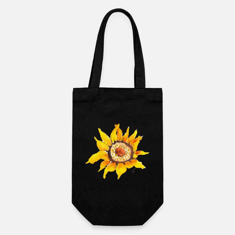 Sonnenblume Blüte - Geschenkbeutel für Flaschen - Schwarz