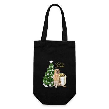 Labrador Merry Christmas Frohe Weihnachten - Geschenkbeutel für Flaschen - Schwarz - Vorne