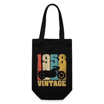 1958 Jahrgang Geburtstag Biker Motorrad Geschenk - Geschenkbeutel für Flaschen - Schwarz - Vorne