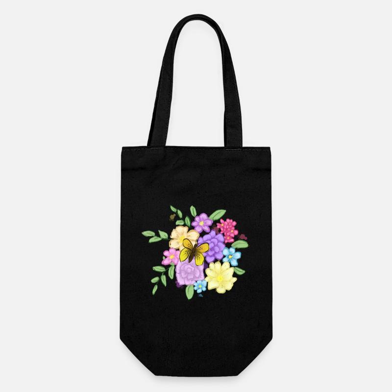 Blumenstrauß - Geschenkbeutel für Flaschen - Schwarz