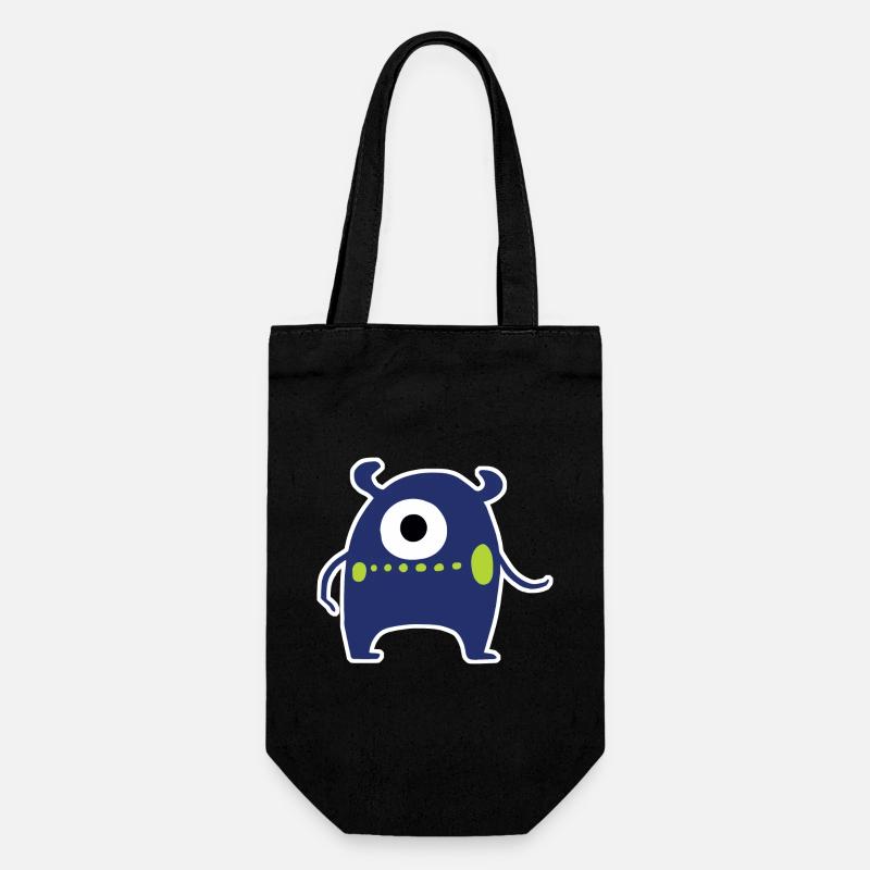 Marineblått kyklopmonster | Søt chibi-romvesen - Gavepose for flasker - svart