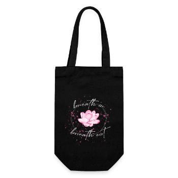 breath in breath out lotus - Geschenkbeutel für Flaschen - Schwarz - Vorne