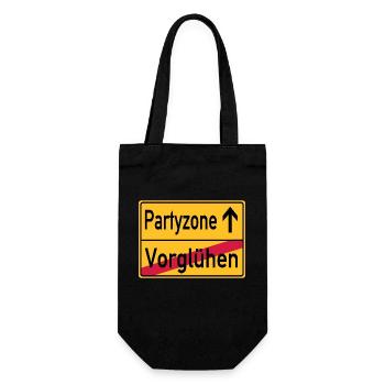Partyzone - Vorglühen - Ortsschild - Geschenkbeutel für Flaschen - Schwarz - Vorne