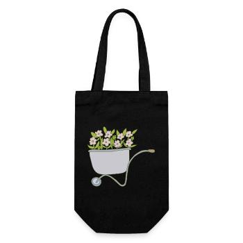 schubkarren blumen - Geschenkbeutel für Flaschen - Schwarz - Vorne