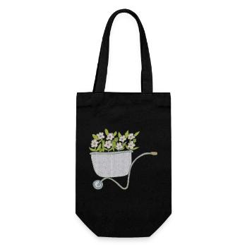 schubkarren blumen - Geschenkbeutel für Flaschen - Schwarz - Vorne