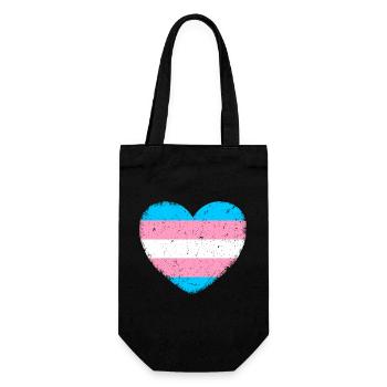 Trans* Herz | Im Vintage-Style - Geschenkbeutel für Flaschen - Schwarz - Vorne