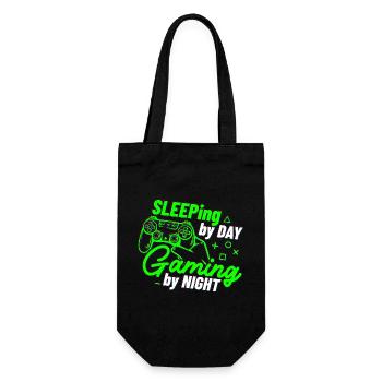 Sleeping By Day Gaming By Night - Gift Bag for Bottles - black - Front