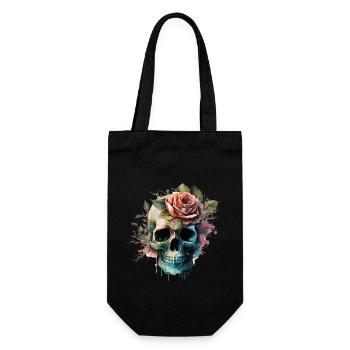 Crâne avec des fleurs - Skull Dia De Los Muertos - Sac à bouteille - noir - Devant