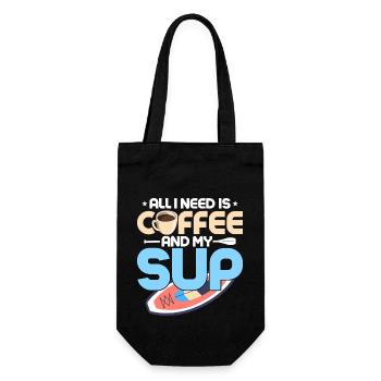 All I Need Is Coffee And My SUP Stand Up Paddle Bo - Geschenkbeutel für Flaschen - Schwarz - Vorne