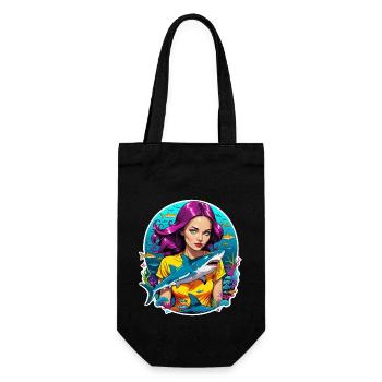 Shark and Woman - Gift Bag for Bottles - black - Front